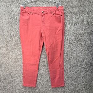 LC Lauren Conrad Womens Coral Pink Skinny Ankle Jeans Size 16 Stretch Denim